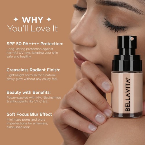 BELLAVITA Hydmatte FX - Airbrush Liquid Foundation with SPF 50 and PA ++++ 30ml - Picture 18 of 24