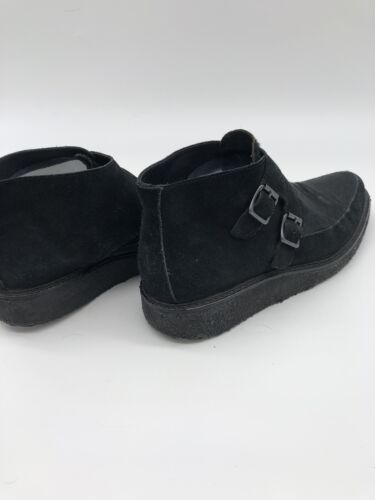 All Saints Hombres Bota Negra Doble Monje Suela Crepé 43 EE. UU. 9 9,5 Cuero Gamuza Pelo - Imagen 4 de 8