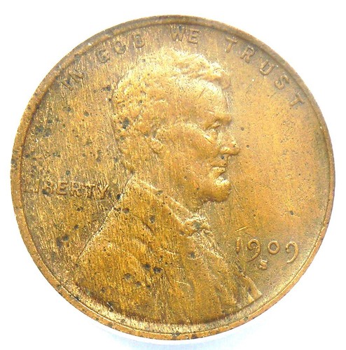 1909-S VDB Lincoln Wheat Cent 1C Penny - ANACS XF45 Detail (Corrosion) Key Date