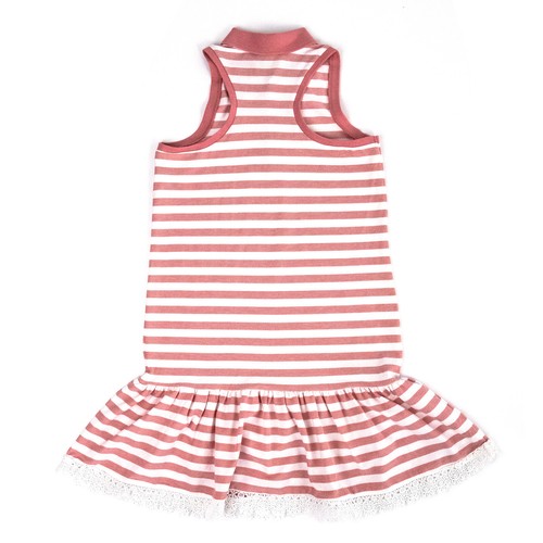NWT Polo Ralph Lauren Girls Sleeveless Striped Polo Mesh Dress Pink White Lace - Picture 2 of 9