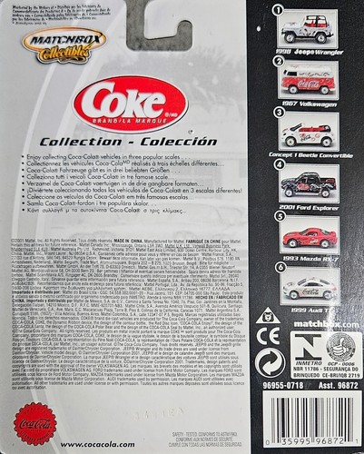 2001 MATCHBOX COLLECTIBLES COCA-COLA COLLECTION 1998 JEEP WRANGLER SILVER - Picture 2 of 3
