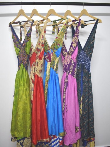 Women's Floral Printed Halter V Neck Sleeveless Ruffle Hem Fit & Flare Dress Mix - Picture 5 of 9