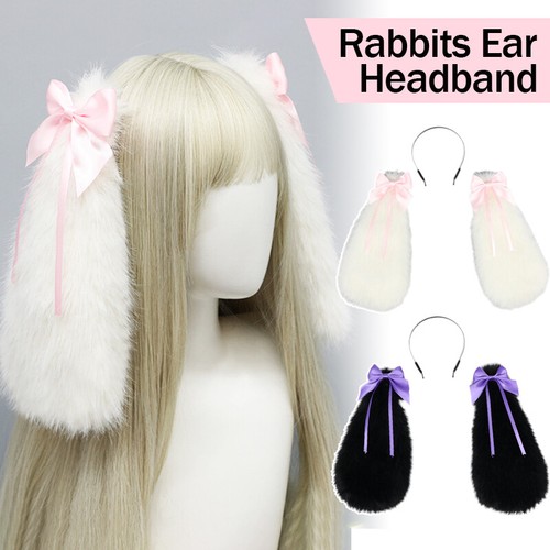HRabbits Ear Headband Cosplay Girls Lolita Accessories Ears Halloween Party - Imagen 2 de 13