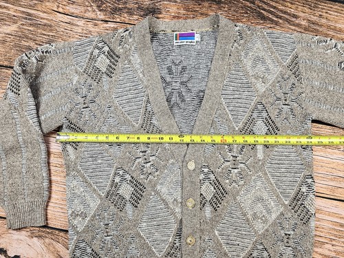VTG 80’s Sweater Graphix Mens L USA Made Geometric Cardigan Sweater Grandpa EUC - Picture 11 of 12