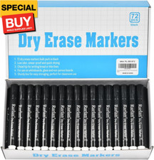 Dry Erase Markers Bulk, Chisel Tip, Black, Whiteboard Markers, 72 Count Bulk Pac