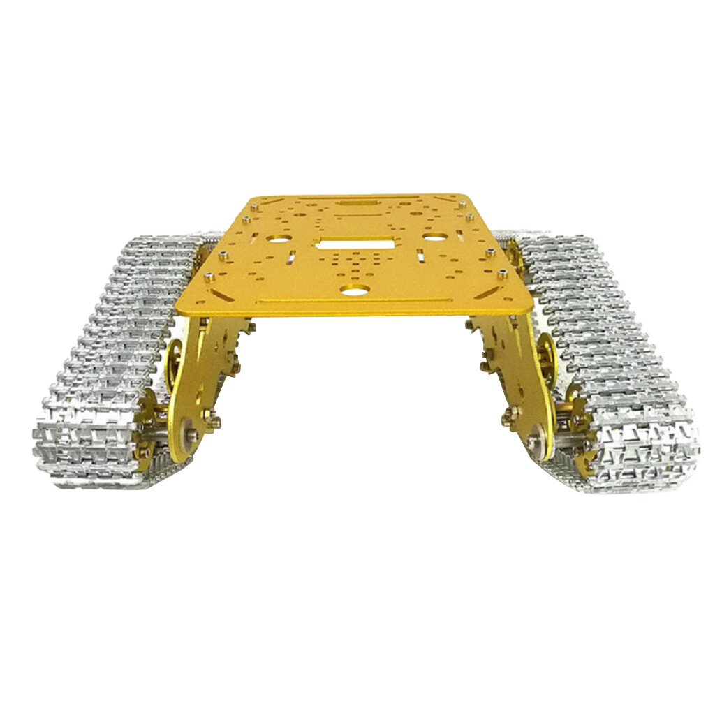 Toda de metal de absorción de impactos Robot Tanque sobre orugas Chasis Coche Inteligente con LED 9V Toda de metal de absorción de impactos Robot Tanque sobre orugas Chasis Coche Inteligente con LED 9V