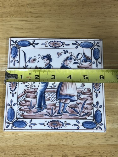 Vintage schön handbemalte portugiesische Fliesen (2) 6x6" französisches Land lesen - Bild 8 von 23