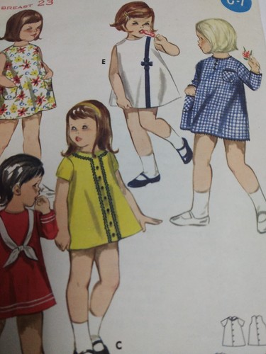 Dress A Line Button Back Girls 4 4T Butterick 3667 Sewing Pattern Cut VTG Sailor - Picture 2 of 5