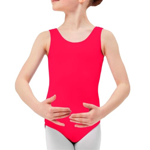 Mädchen Baumwolle Turnanzug Kinder Schule PE Ballett Tanz Gymnastik ärmellos Body - Bild 6 von 11