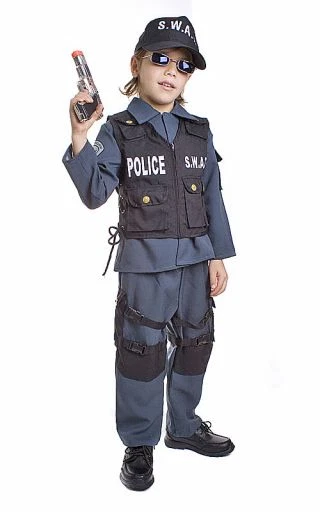 SWAT Team Jumpsuit Vest Halloween Police Officer Force Costume Adult Men