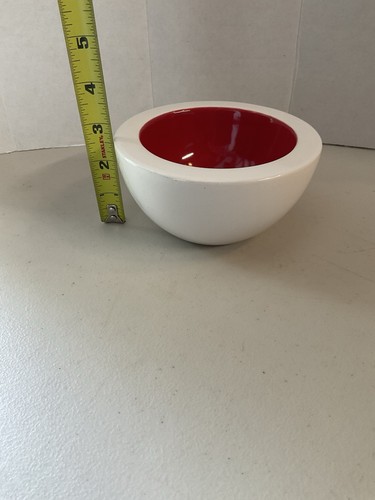 (2) Keramik rot weiß Schalen - Mid Century Seguso Stil unbeschriftet - Bild 7 von 7