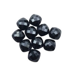 NATURAL BLACK ONYX CHECKER CUT CUSHION SHAPE LOOSE GEMSTONE LOT JEWELLERY.