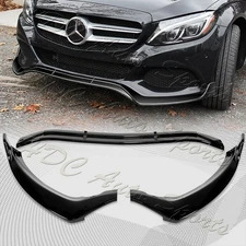 For 2015-2018 Mercedes C-Class W205 Base Painted Black Front Bumper Spoiler Lip