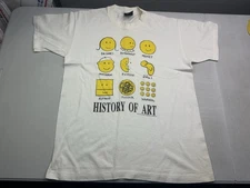 VINTAGE Giant History Of Art 1991 , Emoji Smile Face , Single Stitch T Shirt L