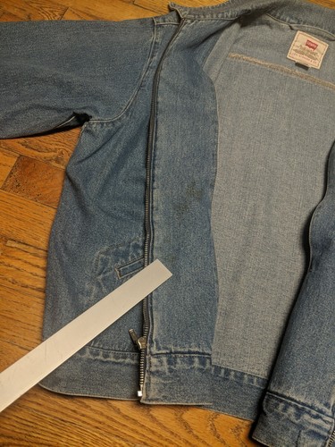 Giacca camionista jeans vintage 97 Levis bianca linguetta denim zip uomo taglia large WPL-423 - Foto 15 di 18