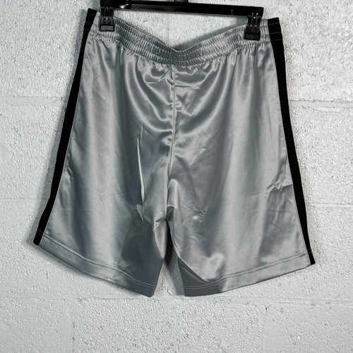 Reebok Men's Regular-Fit Mesh-Panel Satin Basketball Shorts, grey/black Large - Picture 7 of 9