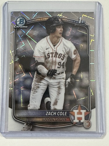 2025 Bowman Chrome Zach Cole 1st Bowman #BCP-244 Laser Refractor SP Astros - Picture 8 of 9