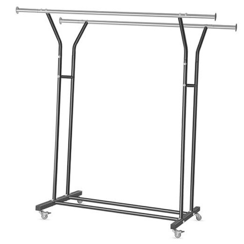 Clothing Rack, Heavy Duty Clothes Rack with Wheels and Bottom Shelf, 52.36’’ - Picture 1 of 7