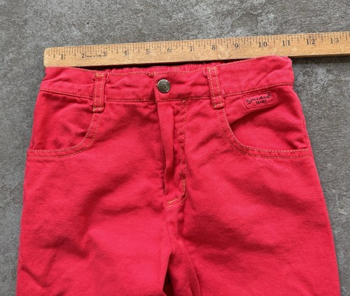 VTG BABY GUESS Red Girls Kids Sz 6Y Red Heavy Twill Pants 90s Talon Made In USA - Picture 6 of 18