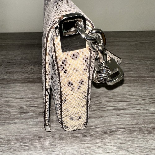 Brand New Michael Kors Julian Snake Print Leather Dark Sand Shoulder Flap - Picture 2 of 7