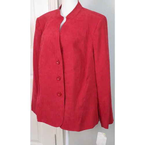 NWT JM Collection Red Faux Suede Blazer Jacket Womens 18W Plus Career Workwear - Picture 4 of 7