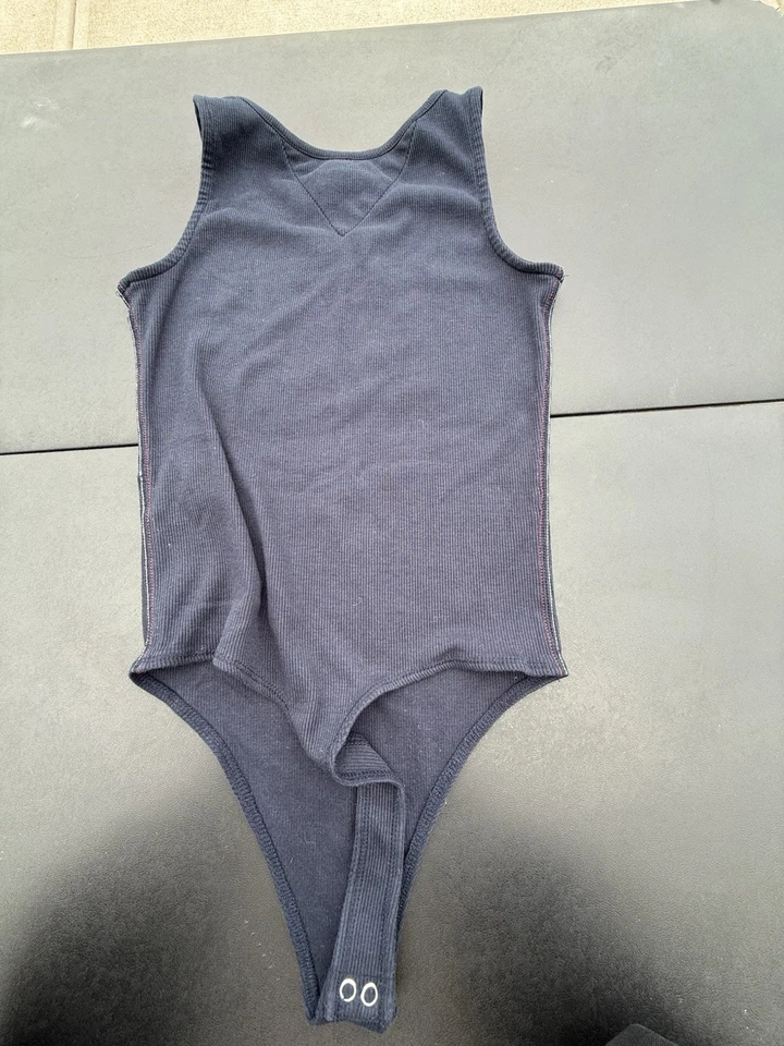 Body Tommy Jeans Vintage Azul Marino Acanalado Camiseta sin Mangas Logo Y2K Talla XS Foto 2 de 3