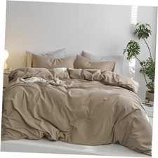 King Duvet Cover Set, 100 Washed King 104"x90" Mocha Brown No Comforter 