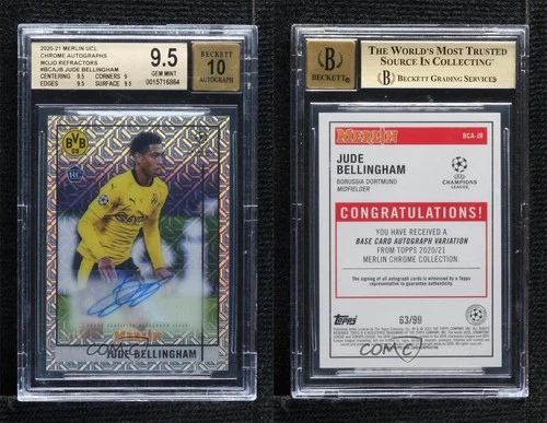 2020-21 Merlin Collection Chrome UCL /99 Jude Bellingham BGS 9.5 Rookie Auto RC
