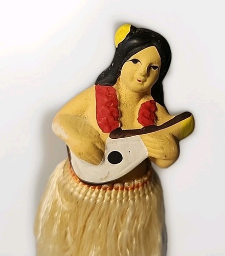 Vintage Chalkware 5" Aloha Hula Girl Bobble Hawaiin Dancer Made In Japan - Picture 3 of 6
