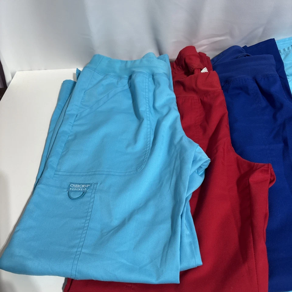 Lote de 7 Pantalones Médicos Cherokee Para Mujer Talla Pequeña Pierna Recta Cintura Cómoda Foto 2 de 4