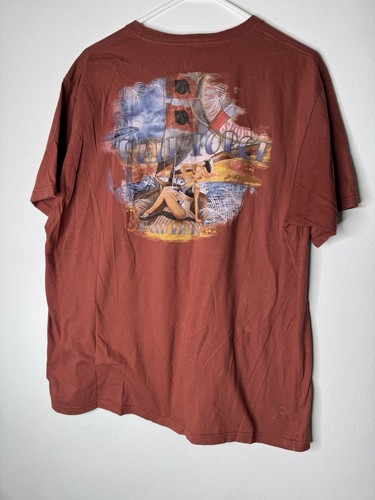 Island Shores T-Shirt Large Pin-Up Girl Brown - Picture 2 of 11