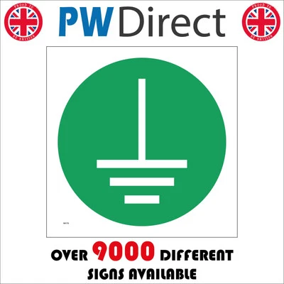 PWDIRECT SIGN Green White Electrical Symbol Grounding Terminals Earth Noise Frame HA176P