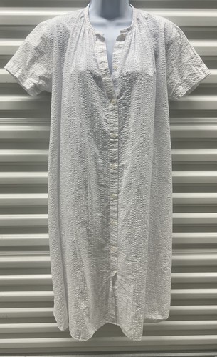 580 $ Gallego Desportes Paris Seersucker Shirtkleid Tunika weiß Baumwolle S - Bild 1 von 8
