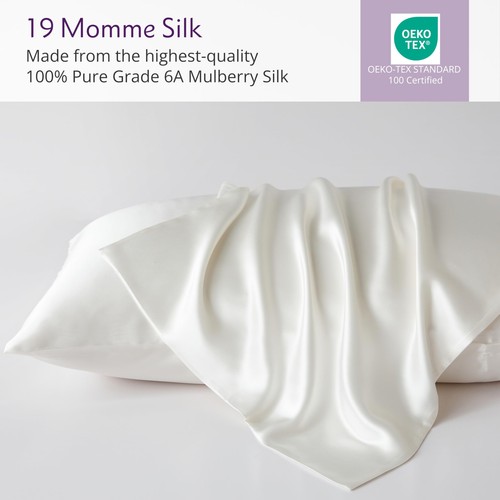 Mulberry Park 100% Silk Pillowcase - 19 Momme, Grade 6A Mulberry Silk - Hidde... - Picture 3 of 7