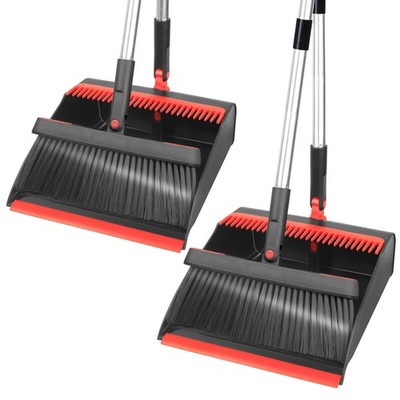 Phyex 2-Pack Broom And Dustpan Combo Set 48 Adjustable Long Stainless Handles
