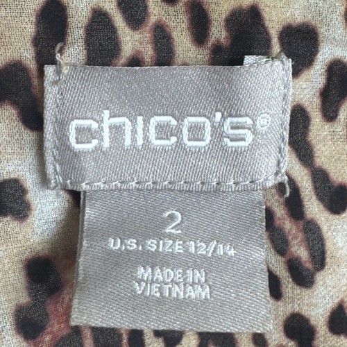 Chico's Sheer Tunic Poised Blooms Button Up Animal Print Floral Size 2 (12/14) - Picture 6 of 7