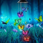 Wind Chimes for Outside, Butterfly Solar Wind Chime Waterproof LED Color-Chan...