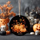 Ceramic Ornament, Fall 2025 Pumpkin, Autumn Harvest Leaves, Thanksgiving