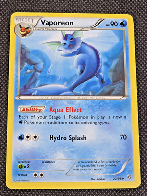 Vaporeon 22/98 XY - Ancient Origins Uncommon Regular Pokemon Card LP -- L22