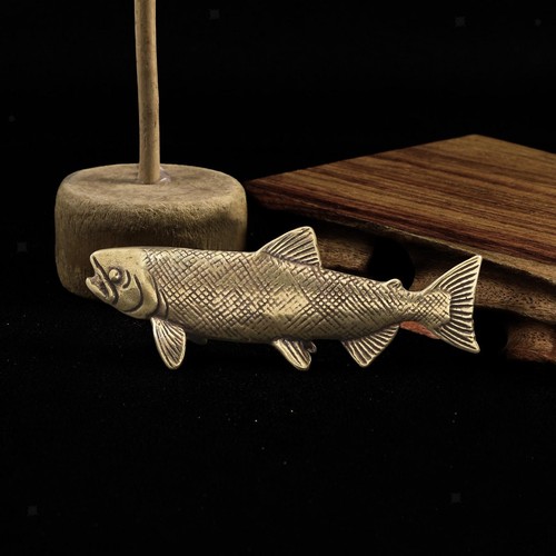 Brass Fish Statue Copper Crafts Fish Figurine for Home Tea House Tabletop - Afbeelding 2 van 6