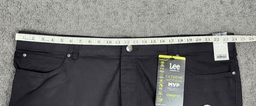 Men's Straight Fit Pants Tapered Leg 48x29 Lee MVP Extreme Motion Black Stretch - Picture 9 of 12