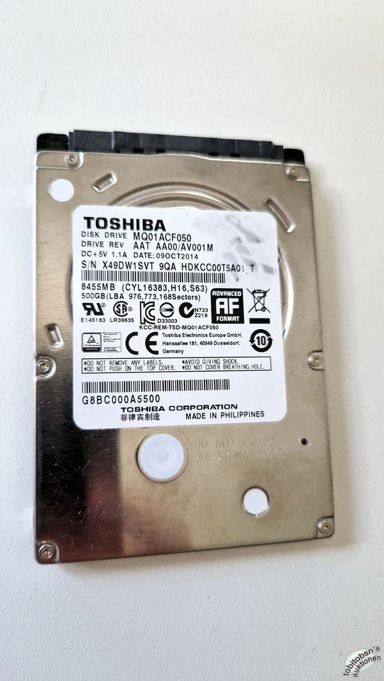 **** Toshiba MQ01ACF050 500GB HDD 2,5 Zoll 7200UpM 16MB Cache