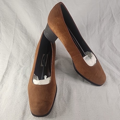 Shoes Rockport Mirabel Womens 9M Tobacco Suede Leather Slip On Pumps 2" Heel - Picture 1 of 9