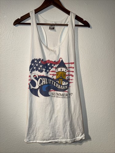 Vintage Single Stitch New Braunfels Texas Schlitterbahn Tank Top Shirt Large L