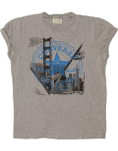 CONVERSE Womens Chuck Taylor Graphic T-Shirt Top UK 14 Medium Grey Cotton AQ10