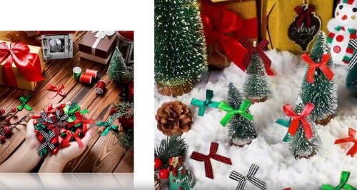 100 Mini Tartan Bows Christmas Red, Green, Teal, Black, Metallic Edge Craft - Picture 33 of 35