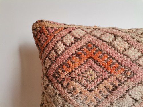 Moroccan Handmade Kilim Pink Cushion Cover Throw Pillow Case Sofa boho. - Picture 3 of 5