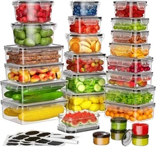 48/52-Piece Food Storage Container Set Kitchen Storage Boxes Leak-Proof Meal Pre