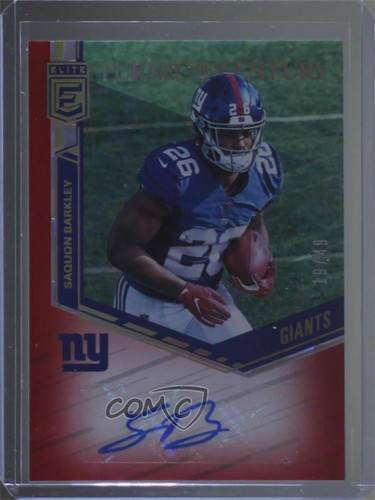 2018 Donruss Elite Turn of the Century Red /49 Saquon Barkley Rookie Auto RC
