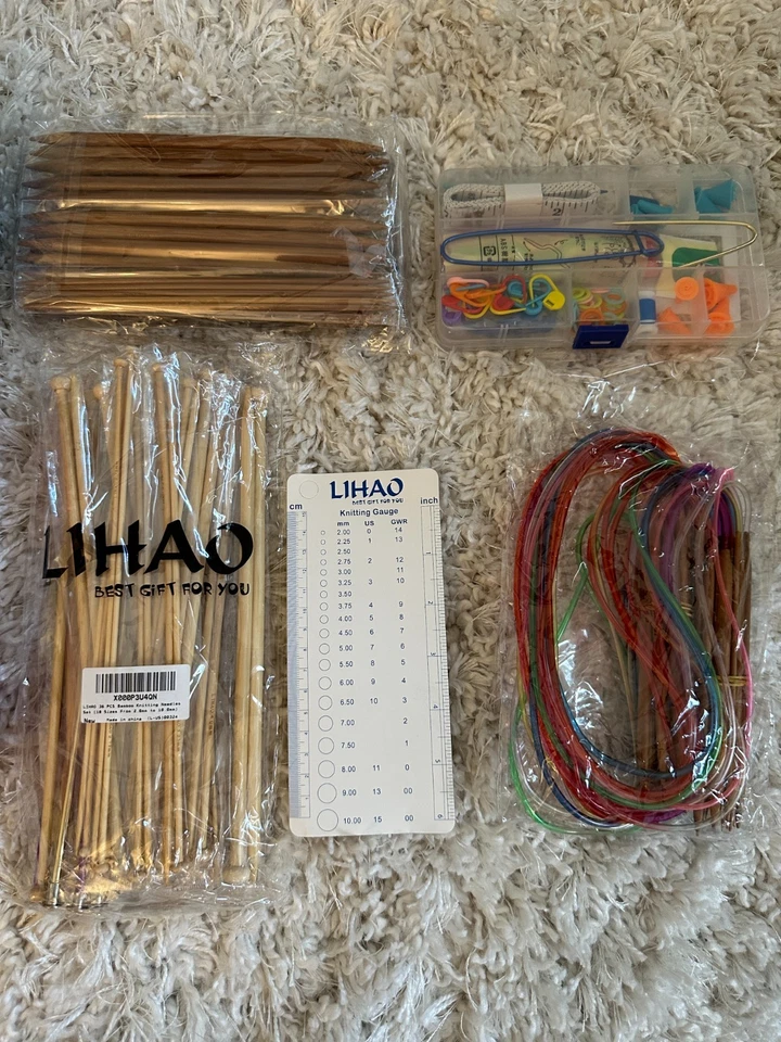 Beginner's knitting set includes yarn, needles, book, tools - Изображение 3 из 4